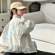 女童春装外套2024韩版童装，儿童洋气上衣休闲夹克，中大童棒球服