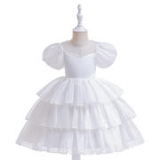 2024欧美短袖蓬蓬蛋糕，婚纱儿童礼服公主裙，走秀演出小女孩短裙