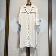真丝连衣裙重磅双绉纯色西装，领气质七分袖简单设计感桑蚕丝5-3-4
