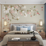 新中式玉兰花鸟电视背景墙壁纸定制 客厅沙发影视墙 墙纸壁画墙布