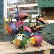 铁艺弹簧动物欧式彩绘动物铁皮装饰品，花园庭院摆件鹦鹉猫头鹰