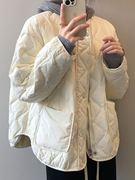 冬季菱格棉服女常规款轻薄设计感加厚外套小个子棒球服宽松面包服
