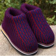 jx鸡婆鞋手工棉鞋秋冬季成品，编织打毛线针织加绒加厚勾线保暖