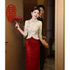 新中式订婚礼服平时可穿衣服香槟色敬酒服新娘小个子国风套装旗袍