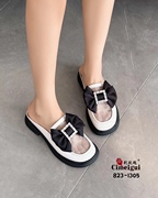 刺玫瑰女鞋2023夏季漆皮蕾丝平跟包头凉拖鞋1305（34-40码）