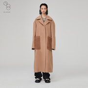 m.tsubomi2022冬季加长款毛呢大衣，大翻领设计感羊毛外套女