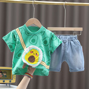 男宝宝0-1岁半婴儿夏季短袖套装2儿童装男童夏装洋气3婴幼儿衣服4