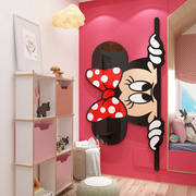 公主女孩儿童房间布置装饰卧室床头卡通墙，贴纸米妮电视背景墙创意