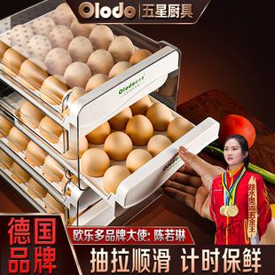 冰箱鸡蛋收纳盒抽屉式专用收纳托双层抽拉式盒子，放鸡蛋保鲜大容量