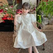女童连衣裙夏装2024泡泡袖儿童，夏季国风裙子，小女孩夏款公主裙