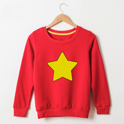 童装可爱简约红色绒衫幼儿园表演服卡通五角星亲子外套加绒厚卫衣