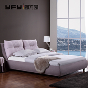 圆方园布艺床软床1.8米双人床，可拆洗现代简约时尚储物高箱床8669