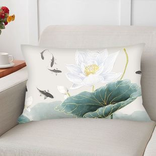 抽象简单花卉抱枕十字绣枕套2023印花三边拉链家用沙发抱枕套