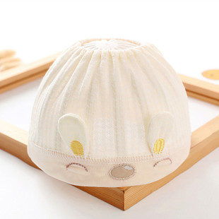 新生婴儿帽子夏季薄款透气空顶，纯棉夏天护头护卤门帽男女宝宝胎帽