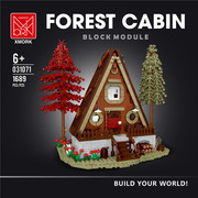 型玩模客建筑系列 森林别墅三角木屋拼装模型 小颗粒拼插积木玩具