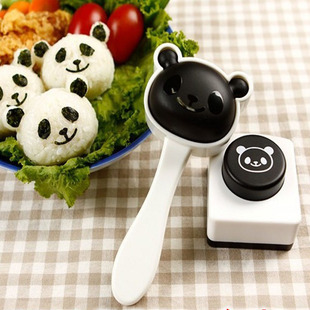 日式卡通动物熊猫饭团模具套装宝宝，米饭卡通寿司diy工具带压花器
