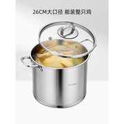 f高汤锅(高汤锅)304不锈钢，加厚家用深汤锅蒸锅电磁炉汤锅可加蒸笼