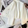 双排扣白色西装外套女修身2022年春季纯色小个子气质长袖短款西服