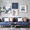 现代简约客厅装饰画沙发背景墙壁画蓝色北欧抽象线条正方形小挂画