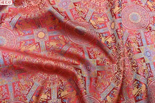 中国风童装蒙古袍影视服装面料装饰手工抱枕提花织锦缎丝绸布料