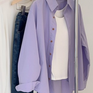 胖mm特大码300斤紫色长袖衬衫，女春秋设计感小众宽松防晒衬衣外套2