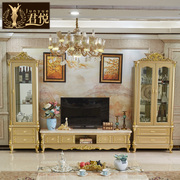 欧式酒柜家具套装大理石，地柜组合客厅实木角，几展示柜客厅香槟金色