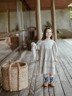 史豌豆(史豌豆)童装，女童碎花磨毛长袖，连衣裙2024春季儿童韩版洋气裙子