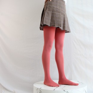 多巴胺穿搭打底袜哑光，高弹天鹅绒糖果色丝袜，桔黄橘红粉彩色连裤袜
