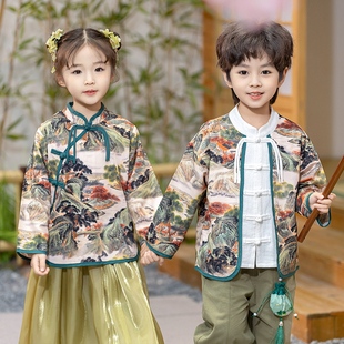 汉服秋季男生六一儿童节幼儿园园，服中国风改良唐装女宝古装演出服