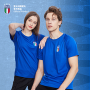 意大利国家队商品 运动速干T恤足球短袖蓝色复古男女同款夏