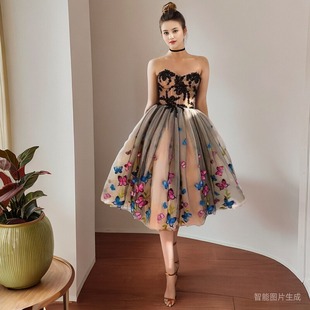 晚礼服舞会礼服七彩甜心，蕾丝鸡尾酒会绑带露背连衣裙promdress