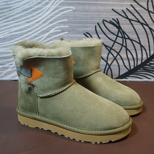 冬季真皮羊毛一体雪地靴，短筒靴套筒女靴子圆头平跟22-7