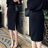 春季高端半身裙女高腰包臀裙黑色长裙气质，开叉一步裙小个子