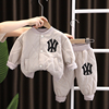男宝宝冬装棉衣儿童冬季套装，洋气1一2-3岁男童，加绒加厚棉袄两件套