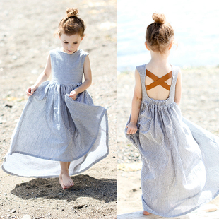 亲子沙滩裙波西米亚，浪漫连衣裙长裙，小女孩夏季连衣裙儿童连衣裙
