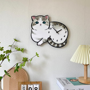 卡通可爱猫咪创意个性客厅挂钟儿童房幼儿园猫咖装饰挂墙钟表壁钟