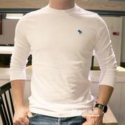 美国af长袖t恤男纯色圆领，简约修身白色，体恤冬季全棉厚打底衫