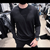 Calvin Klein CK男士速干微弹透气黑色时尚圆领长袖T恤CM3-56