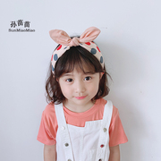 韩国儿童可爱兔耳朵发箍宝宝圆点蝴蝶结宽边发卡女童女孩头箍亲子