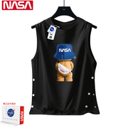 NASA联名运动小熊潮牌背心男士夏季纯棉马甲篮球坎肩无袖t恤