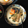 蒂凡创意陶瓷餐具美式手绘窑变釉，西餐盘子点心，盘牛排盘面碗汤碗