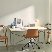 长会议桌实木台式电脑桌办公桌写字台书桌简约现代餐桌中古不锈钢