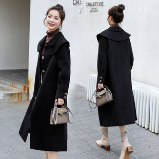 韩版秋冬气质双层荷叶，领单排扣适合搭配连衣裙的毛呢外套