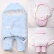 婴儿夹棉加厚纯棉分腿包被新生儿羊羔绒抱被宝宝秋冬保暖襁褓睡袋