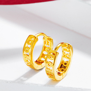 小耳垂耳骨款24k足金，黄金耳扣雕孔耳环，时尚简约韩版结婚送礼