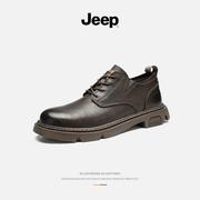 jeep吉普男鞋2023秋冬英伦，风商务男士休闲皮鞋，低帮工装马丁靴