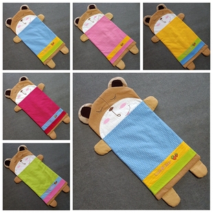 韩版棉绉布拼布刺绣小熊，0-8岁婴幼儿童卡通单人枕套
