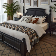 萨洛美式实木床黑色，法式复古乡村简约轻奢主，卧室小户型家具双人床