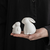 德化白瓷陶瓷兔子家居摆件，可爱动物生肖摆设装饰品