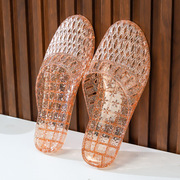 欧洲站透明水晶包头半拖鞋夏季彩色糖果色罗马果冻平底沙滩凉拖鞋